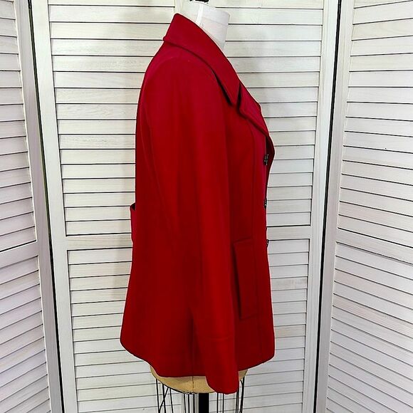 Calvin Klein Red Peacoat Size 12 Wool Blend - Picture 8 of 13